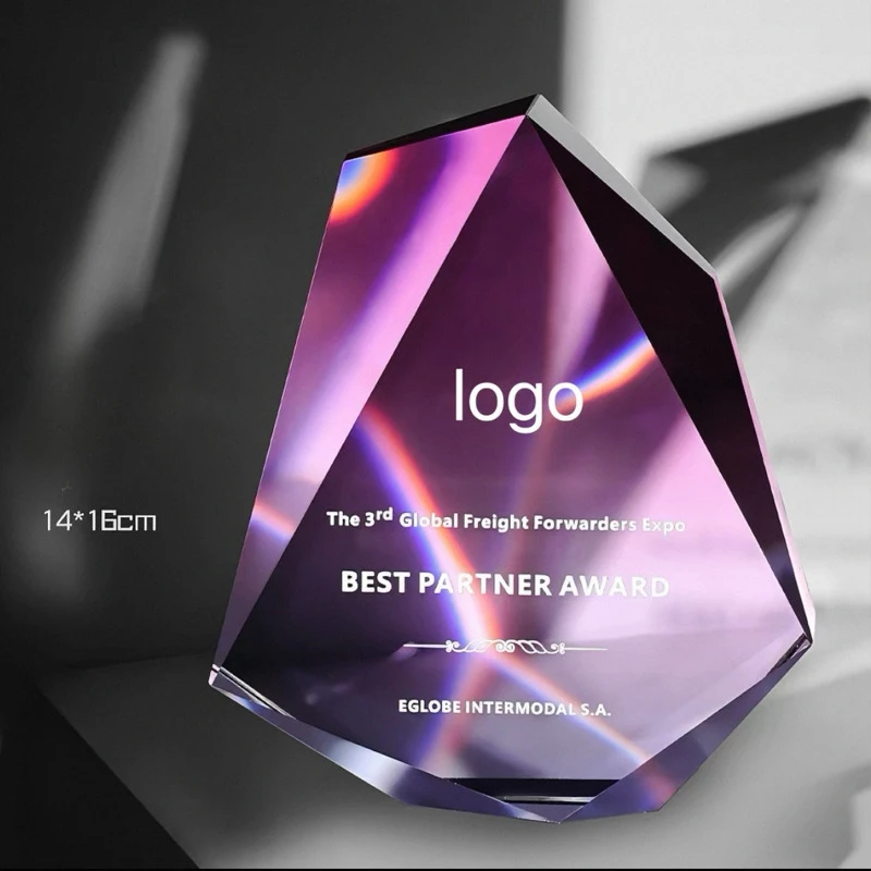 Customized Color Printing Crystal Trophy, Enterprise Excellent Employee Annual Meeting Souvenir Award Honor Lettering Medal, 1Pc