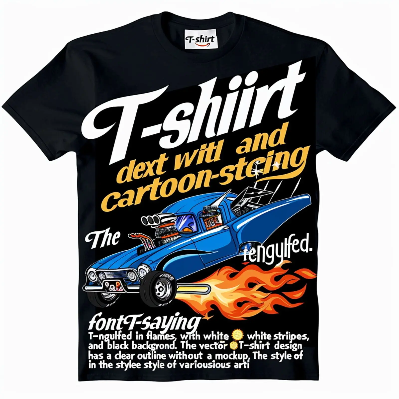 Drag Racing Flames T Shirt Bold DRAG R Rituals Design with Cartoon Car