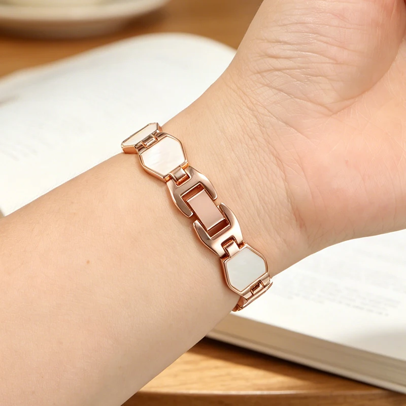 Stainless steel with shell-inlaid metal bracelet for Oppo Watch X2/x3 Mini for Oneplus Watch 3 43mm Replace Wristbands strap