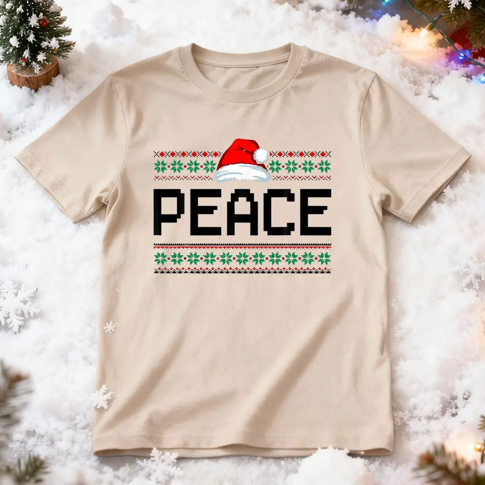 Peace I Come in Peace Couples Ugly Christmas Xmas Sweaters Short-sleeve Tops 2025 Christmas Happy Couple Family Matching Shirt