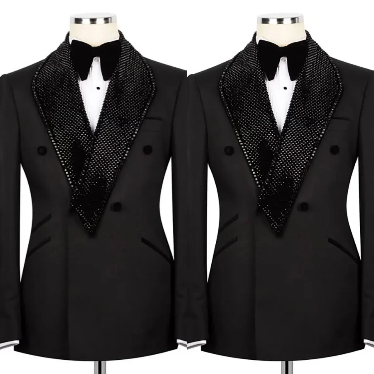 

Exquisite Wedding Tuxedos Beaded 1 Piece Set Jacket Men Suit Shawl Lapel Groom Evening Business Blazers Customized