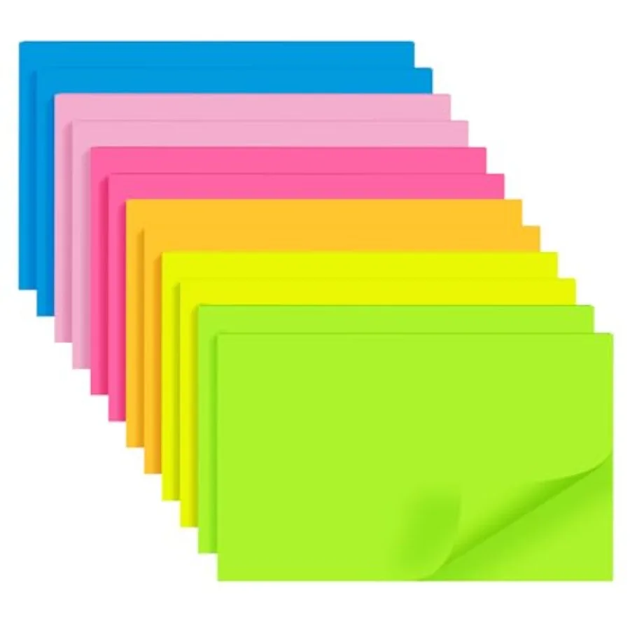 

12 Pads Sticky Notes 3x5 in, Bright Colors Strong Adhesive Post, Suitable for School, Home, Office, Clean Removal, 50 Sheets/pa