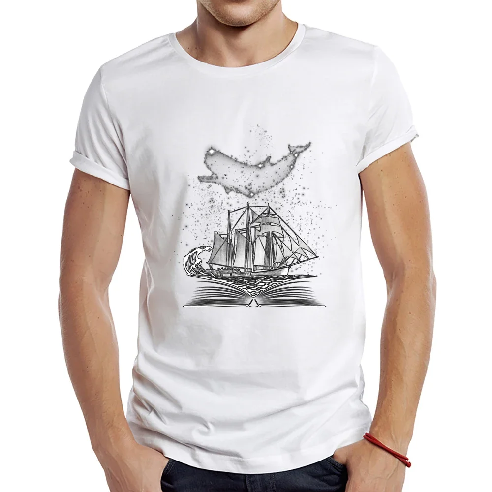 

Summer oversized graphic t shirts men clothing Men's Fashion Ship In the Book Printed Tee Short-Sleeve T-Shirt Tops For Spring