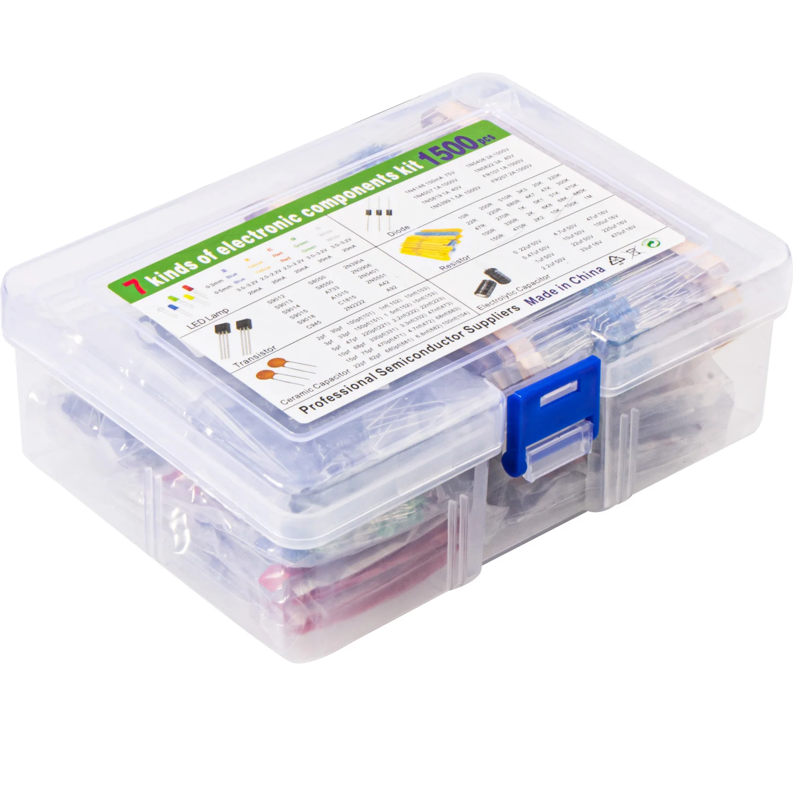 مجموعة متنوعة لمكونات الإلكترونيات ، مكثفات ، Led ، مقوم ، مقاوم ، ترانزستور لاردوينو ، مشروع تصنعه بنفسك ، وقي