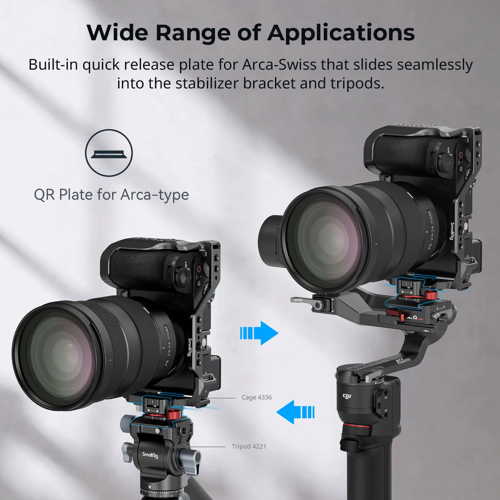 SmallRig NATO Clamp to Arca-Swiss Quick Release Plate, Built-in NATO Clamp, Lightweight and Easy to Carry,Compatible with Tripod