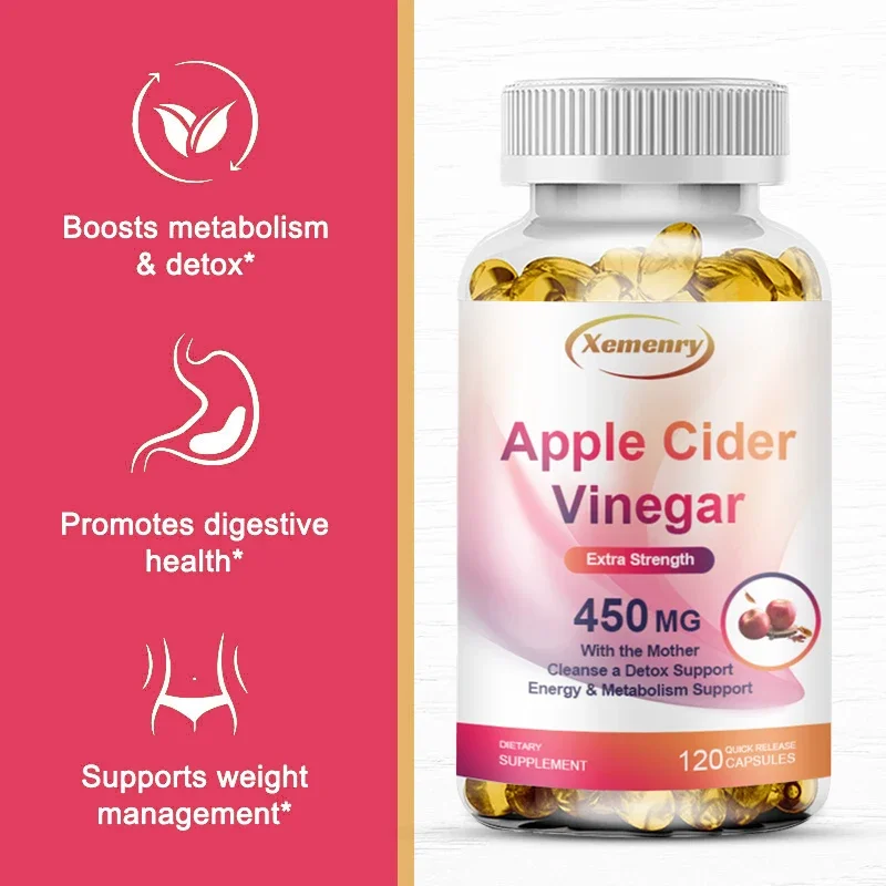 

Apple Cider Vinegar Capsules 450mg - Improve Digestion, Detoxification, Suppress Appetite, Increase Energy, and Improve Immunity