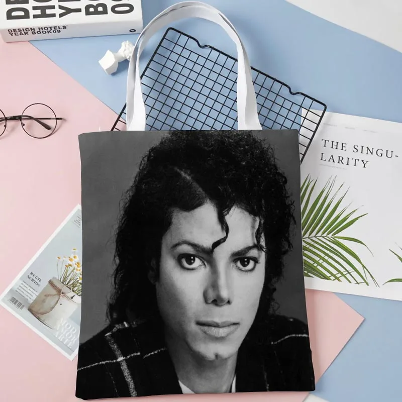 New Arrival Michael Jackson Bag Foldable Shopping Bag Reusable Eco Large Unisex Canvas Fabric Shoulder Bag Tote 0410