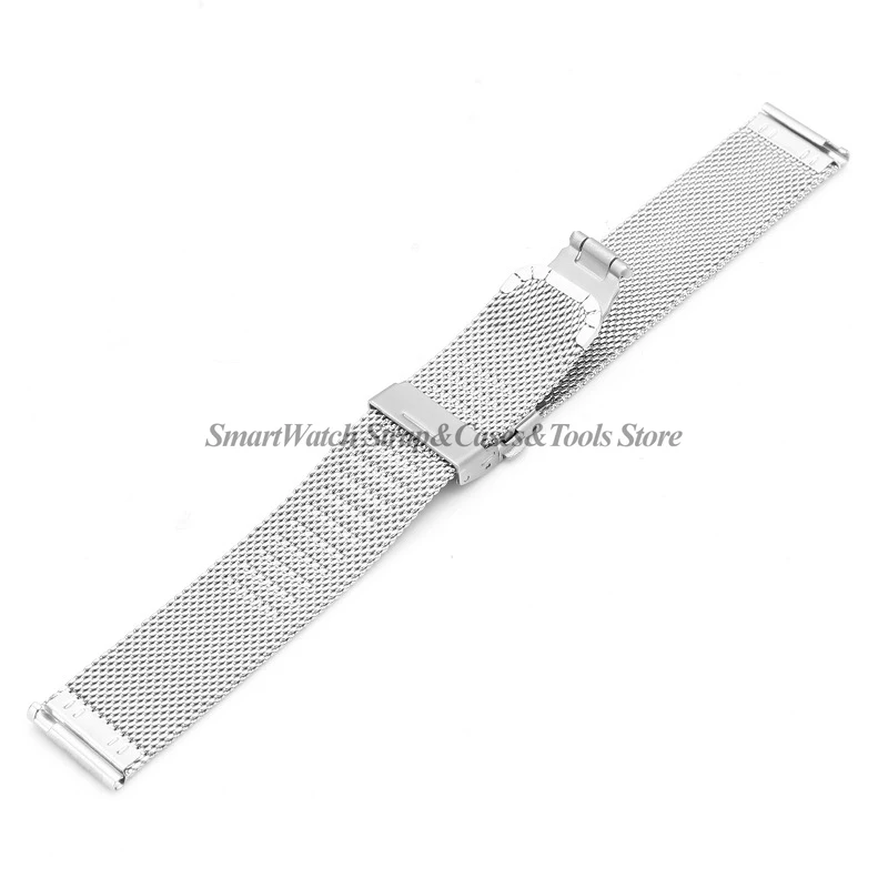 Mesh Stainless Steel WatchBand Quick Release Straps Fold Adjustable Buckle 16mm 18mm 20mm 22mm Bracelet Belts for Men Women Band