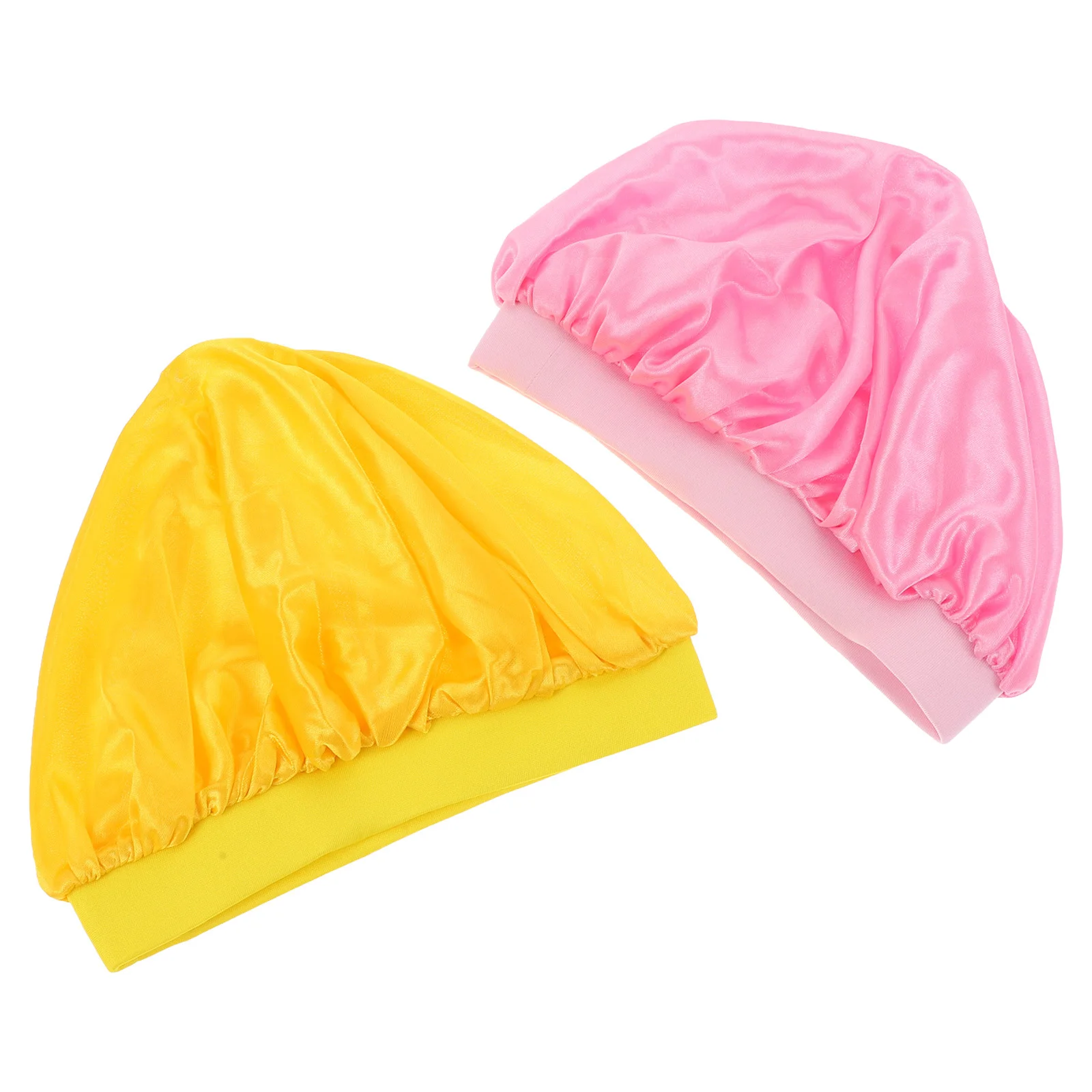 

2Pcs Kids Elastic Sleeping Hat Adjustable Breathable Hair Protection Cap for Sleep Shower Sleeping Hat Practical