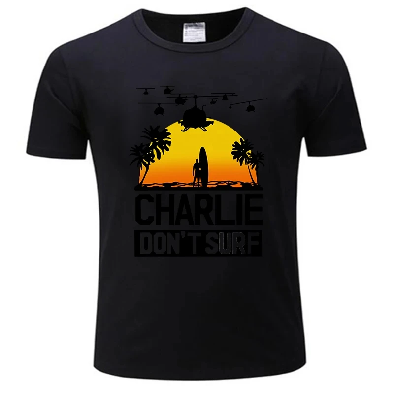 Charlie Dont Surf tshirt man Apocalypse Now Film Movie men t-shirt Fashion cotton tee-shirt Casual Streetwear Men\'s Clothing