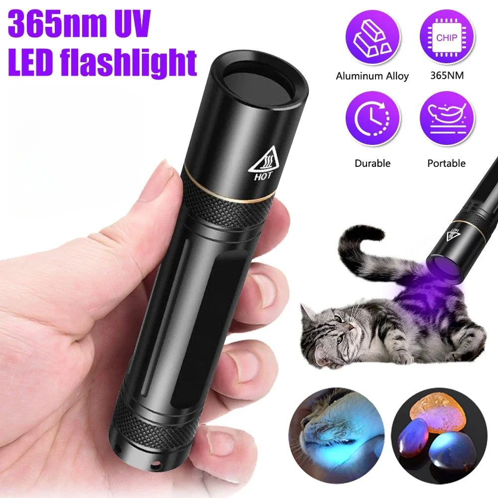 UV Flashlight 5W 360nm Led Blacklight Flashlights Ultraviolet Lamp Torch for Curing UV Glue Leak Detector Pet Urine Stain