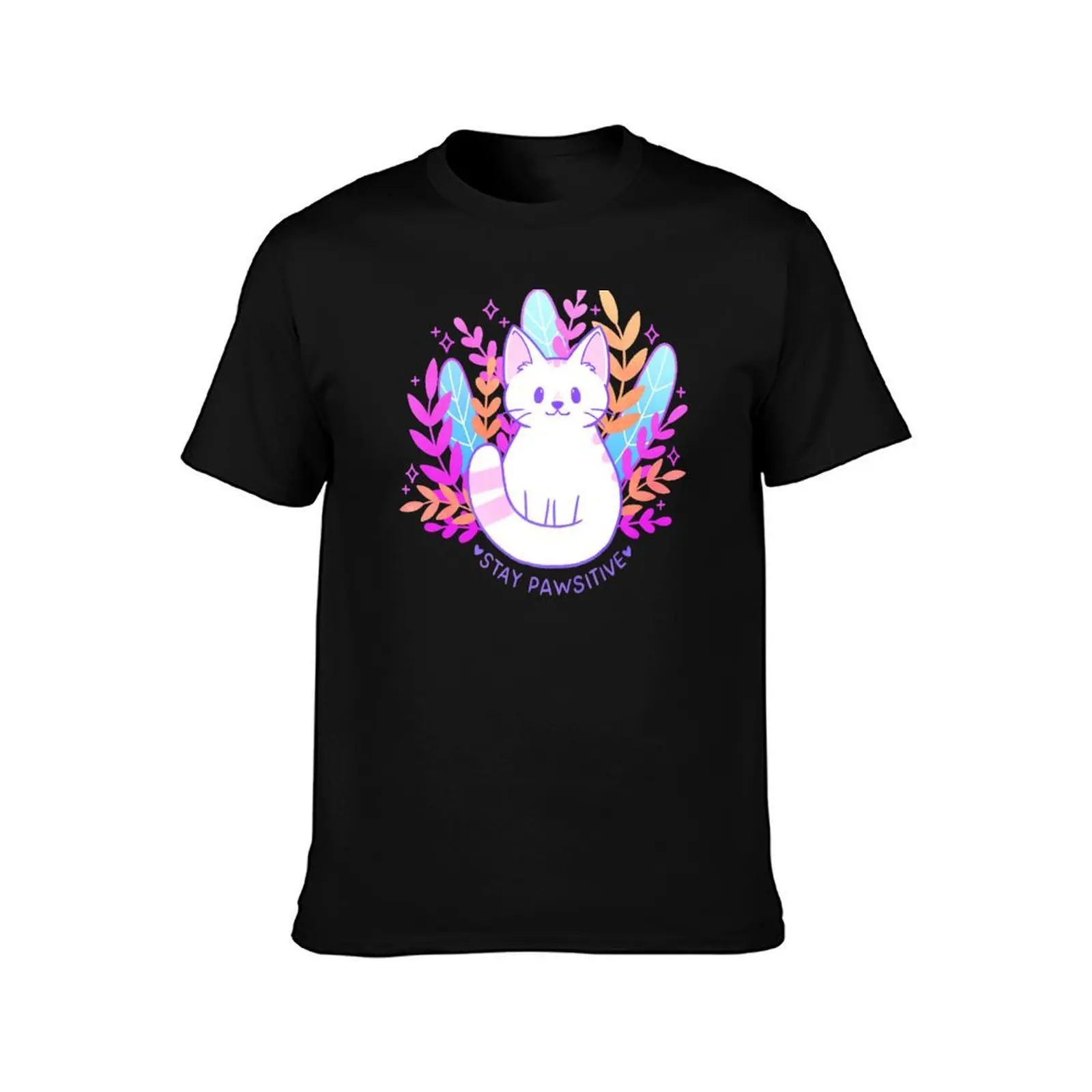 Pawsitive Cat | Nikury T-Shirt Summer Casual Cotton Tee Oversized Streetwear Tops Vintage Graphic Print Unisex Men Women