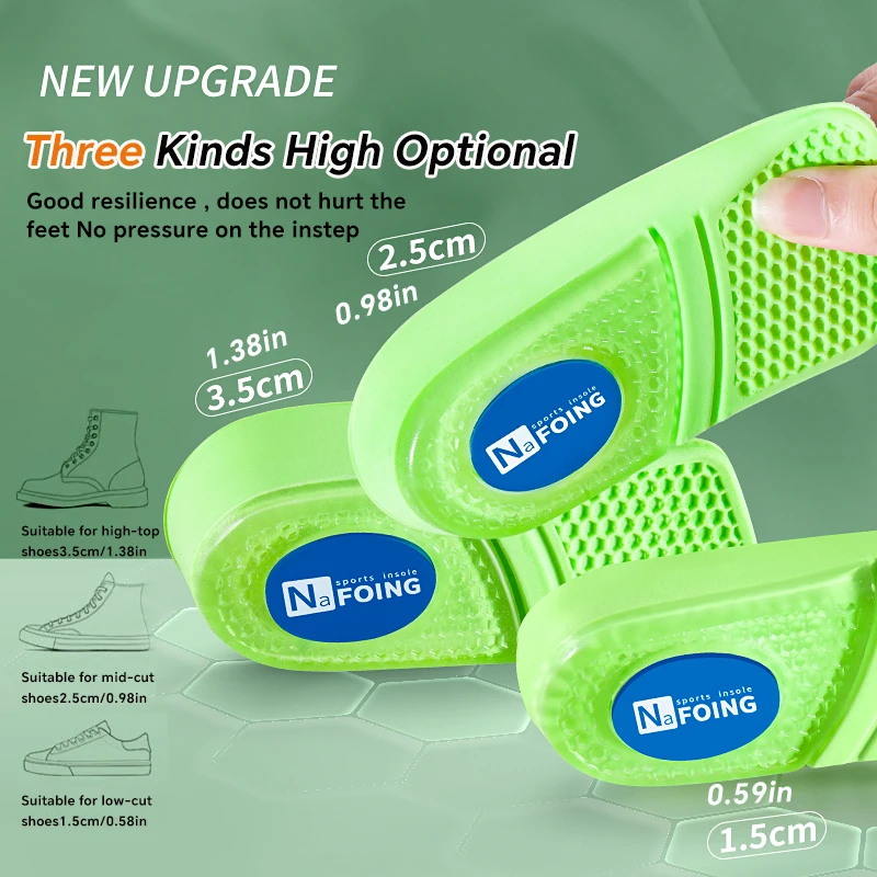 

Memory Foam Height Increase Insoles for Men Women Shoes Flat Feet Arch Support Orthopedic Insoles Sneakers Heel Lift Shoe Pads