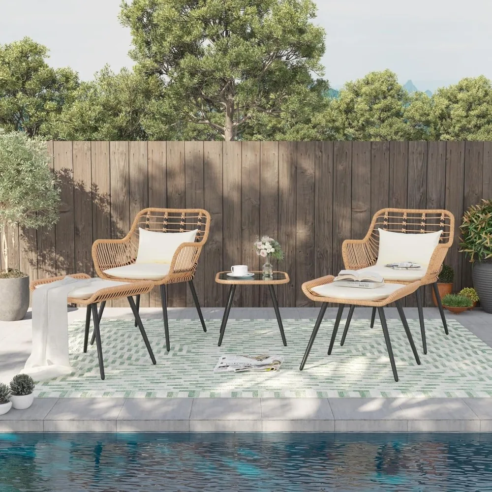 

5 Pieces Patio Furniture Chair Sets, Patio Conversation Set W/Coffee Table Ottomans Bistro Sets,Outdoor Furniture Chair