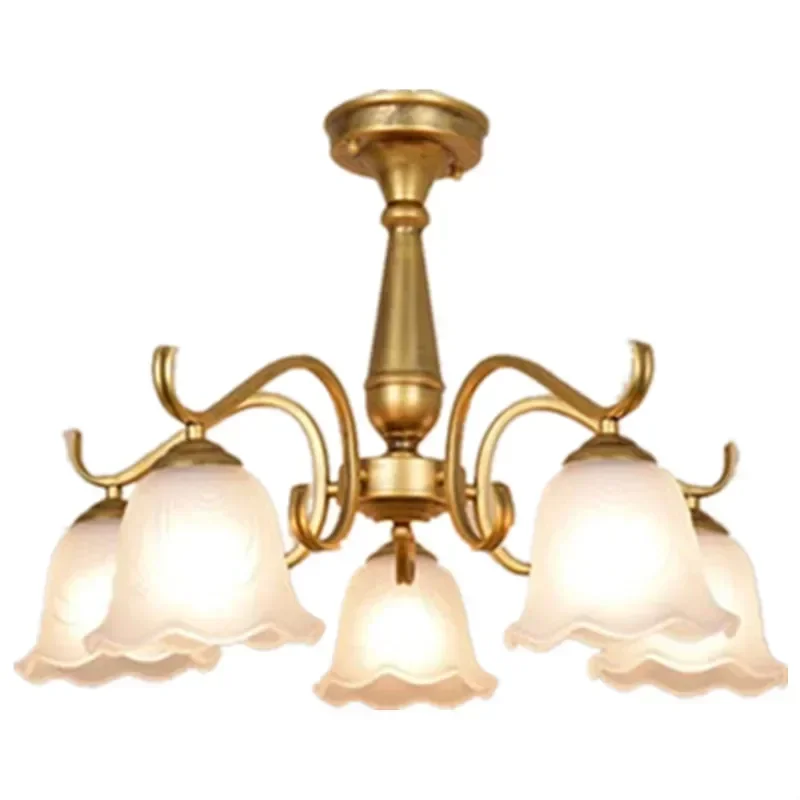 

European wrought iron copper paint retro suction chandelier living room bedroom dining room study American simplelighting new거실등