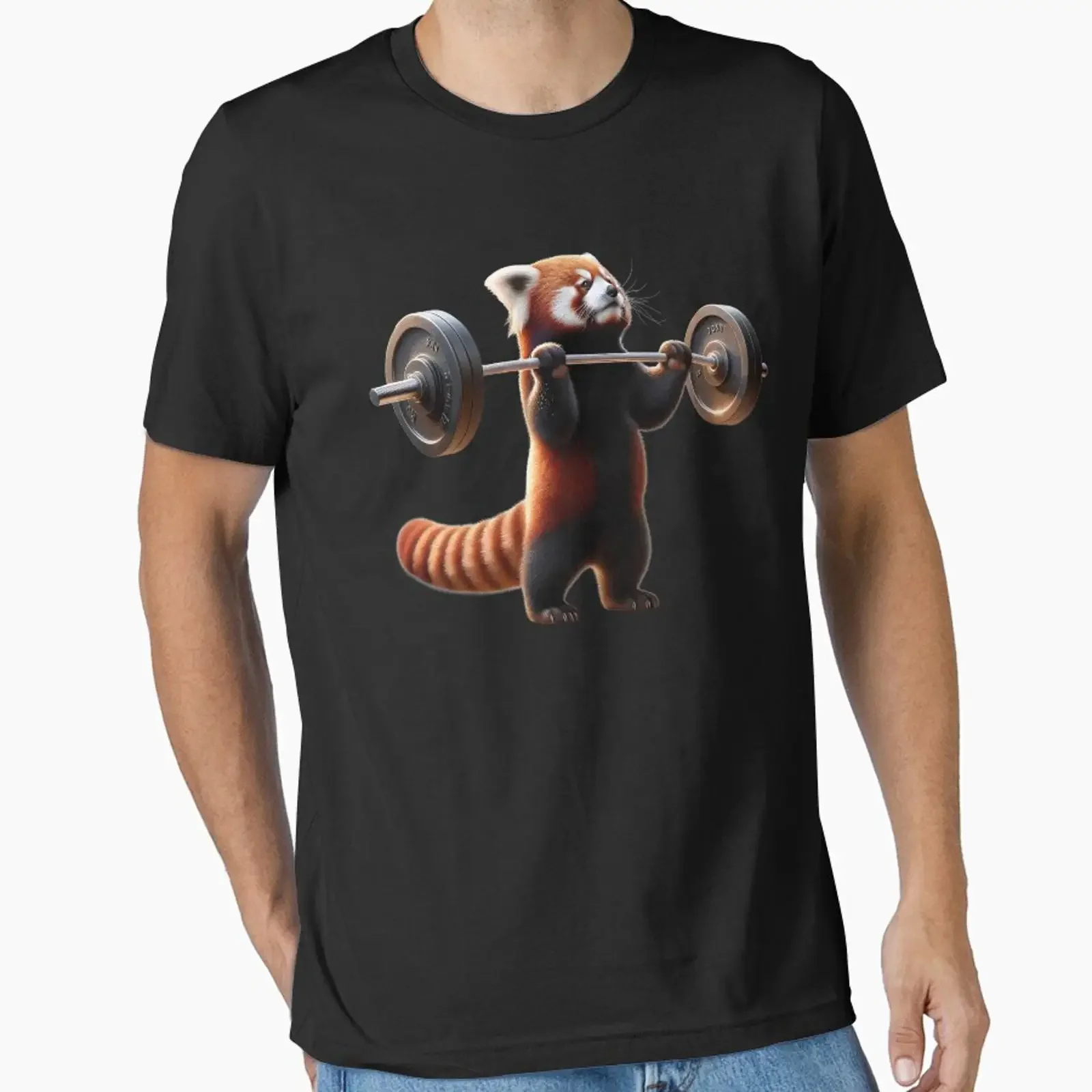 Red Panda Deadlift Weightlifting Funny Fitness Workout Gym Lover diseñado y vendido por Kimberley King Art vintage Washed Casual