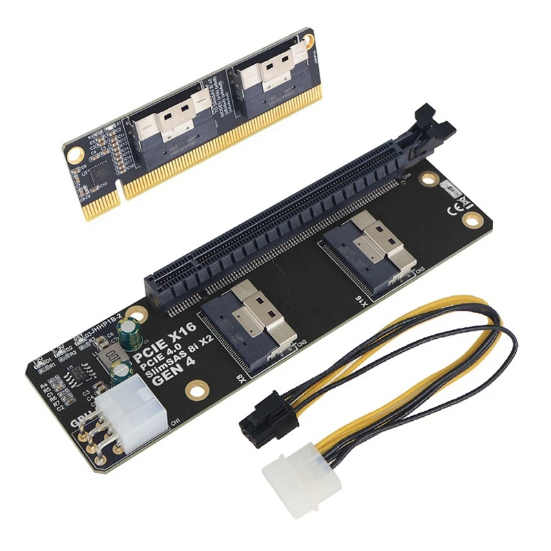 2 In 1 2 Ports Slimsas 8I X2 To PCIE 4.0 X16 GEN4 Adapter Board Card For Network Card Graphics Video Card Capture Card