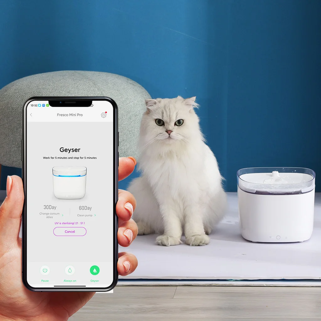 

Automatic Pet Fountain Feeder Drinking Water Machine for Cat&Dog Smart Push Notification Coconut Shell Activated Carbon