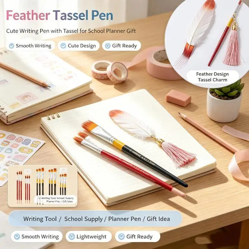 3Pcs Nylon Bristle Professional Painting Brush Set Multi Sizes Fine Effect for Travel Sketch Art Creation Portable Use