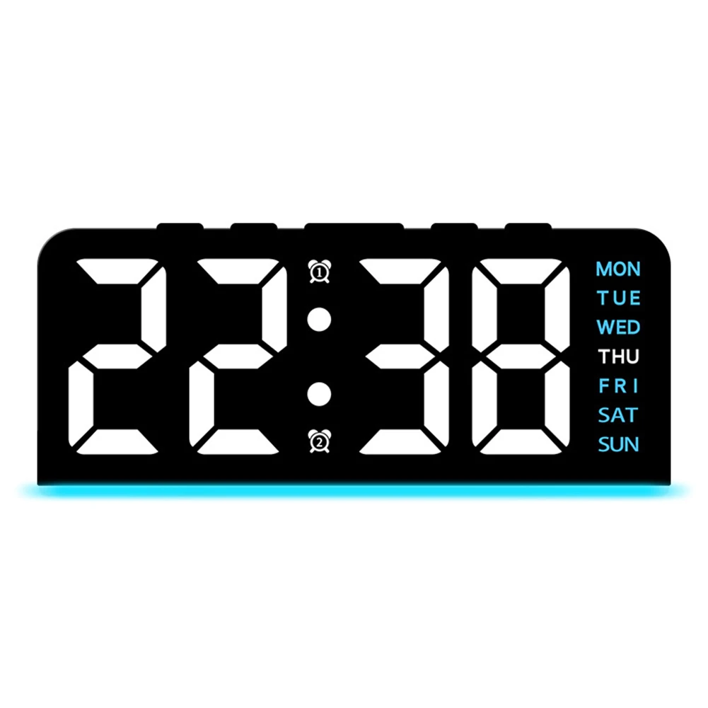 LED Desk Clock with Adjustable Brightness and Ambient Light Digital Alarm Clock with Battery Backup for Consistent Time Display