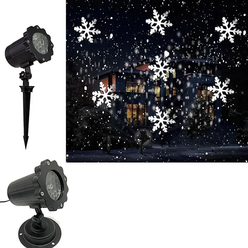 Snowfall LED Light Projector Christmas Laser Projector Light Outdoor White Snowflake Landscape Spotlight for Patio Garden Decor