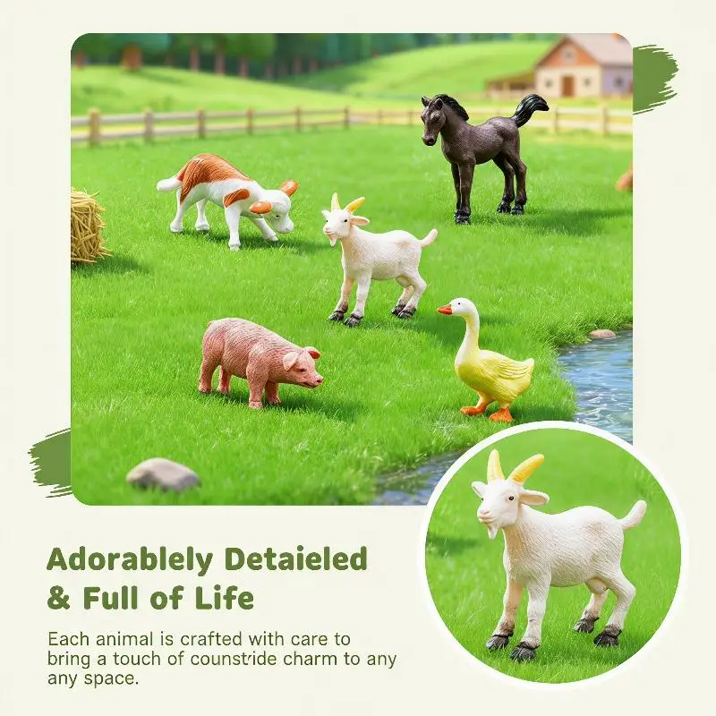 5PCS Realistic Farm & Farmer Figurine Set Mini Animal Toy for Kids Early Learning Interactive Play Gift
