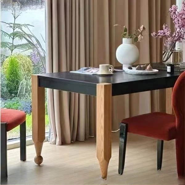 French solid wood, dining table, home antique style, living room table, wabi-sabi style