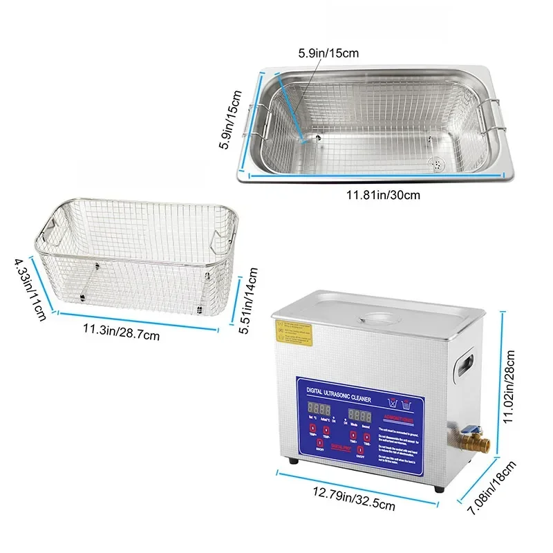Home Appliance C630 Hardware Ultrasonic Cleaner 6L Dental Auto Parts Laboratory Degreasing PCB Cleaner