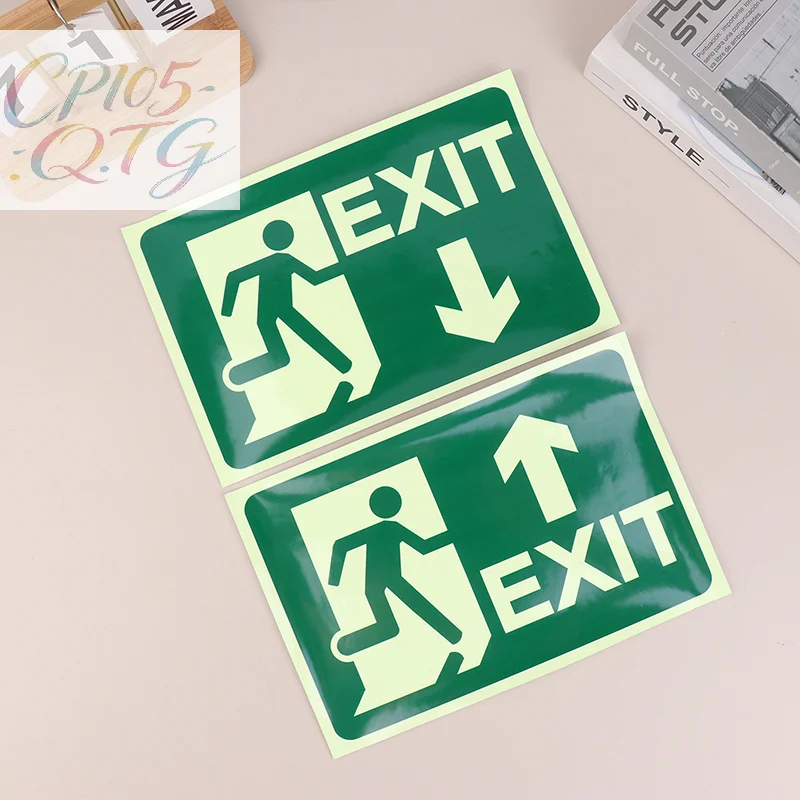 Hot Glow In Dark Exit Signs Luminous Security Stickers Wall Safety Adhesive Fire Evacuation Directional Night Visibility Signage