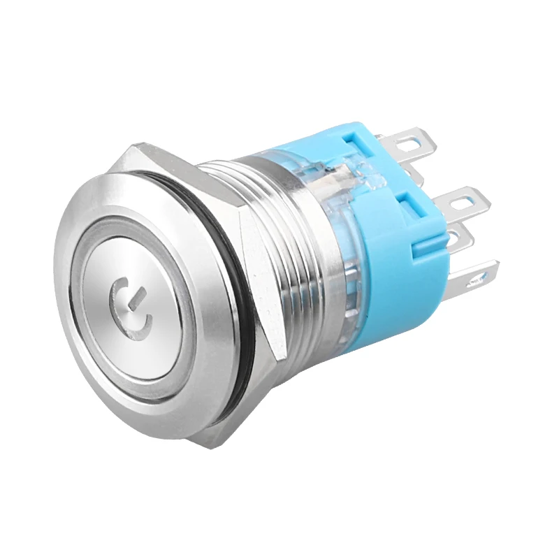 Interrupteur à bouton-poussoir LANBOO 19A1.2 Economy Blue Base, 1NO1NC/2NO2NC. Momentané ou à verrouillage automatique, indice de protection IP65.