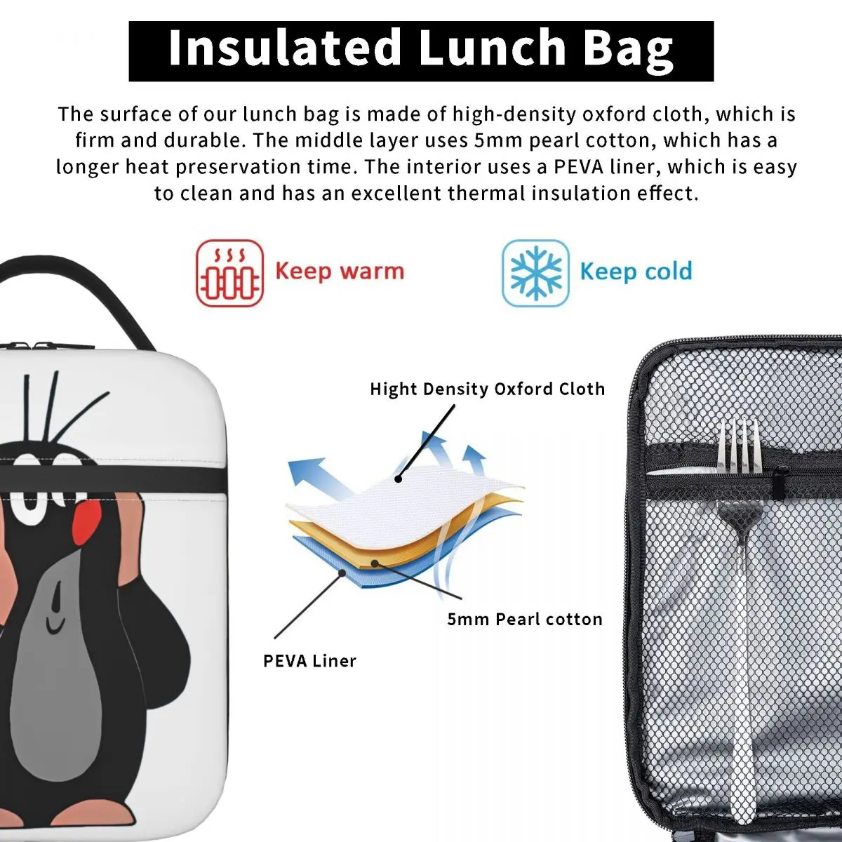 أكياس الغداء المعزولة من ليتل مول، حقيبة حرارية قابلة لإعادة الاستخدام   حاوية غداء كارتون فريندز معًا، حقيبة غداء كبيرة