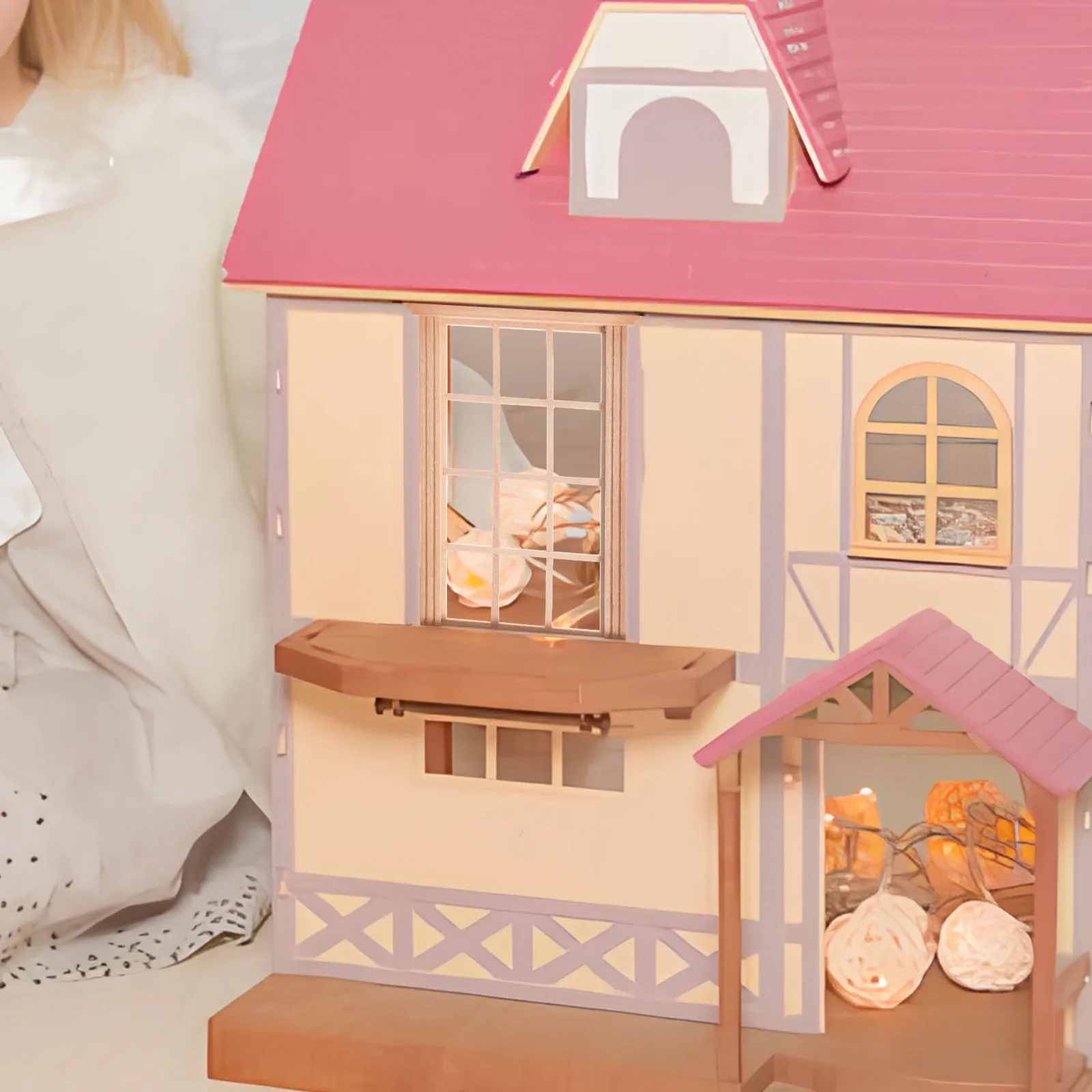 

2Pcs Tiny Wooden Window Frames for Dollhouse Mini Furniture Decoration Realistic Miniature Windows Dollhouse Accessories Mini