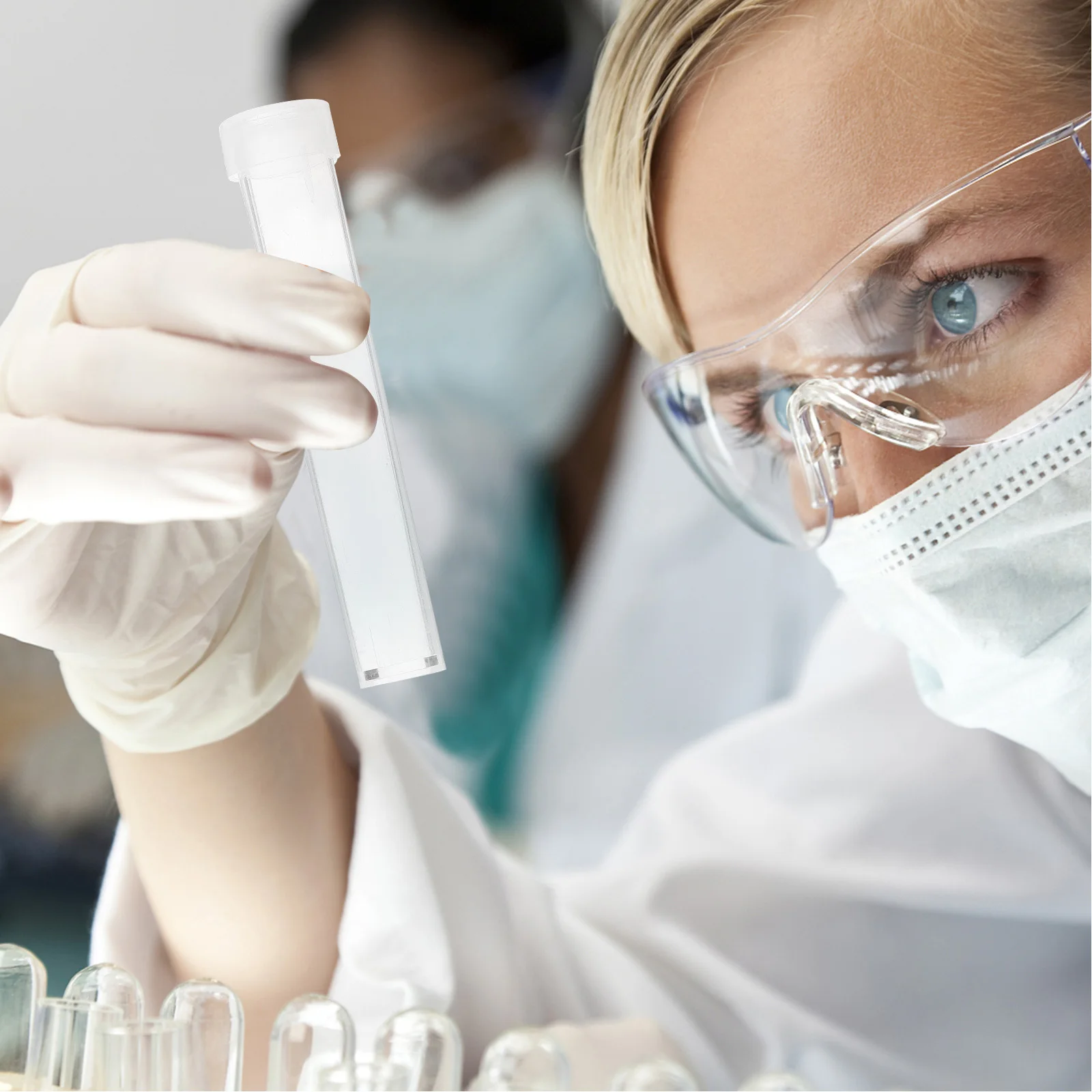 

25 pcs Plastic Test Tube Storage Tubes Clear Transparent Sealed Bottle Lids Laboratory Home Use Portable Lightweight