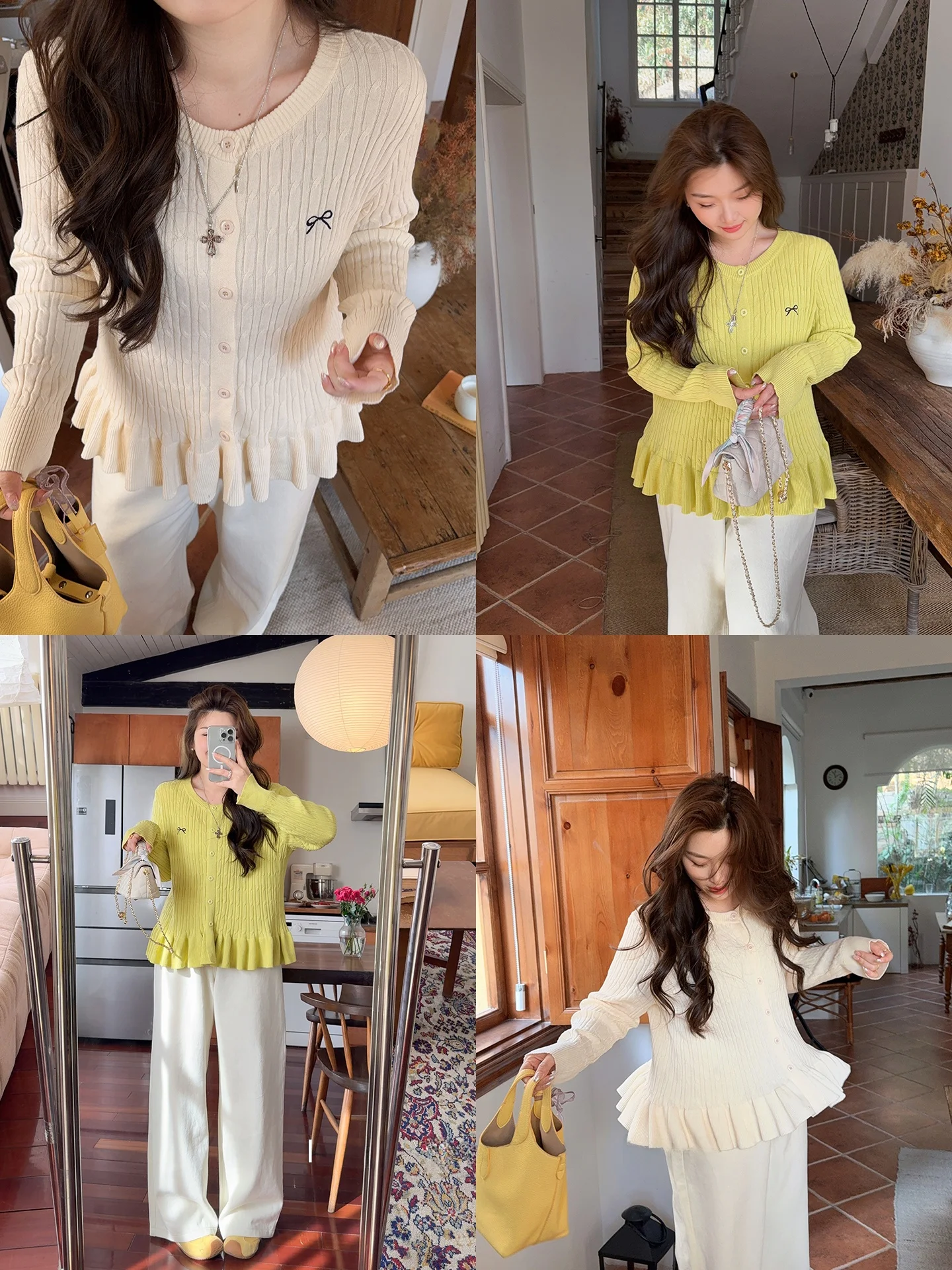 Suéter de Punto de Algodón 00 Suave y Delicado, Talla Grande, Ropa de Mujer, Delicado con la Piel, Color Limón, Estilo Té Dulce, Novedad de Primavera