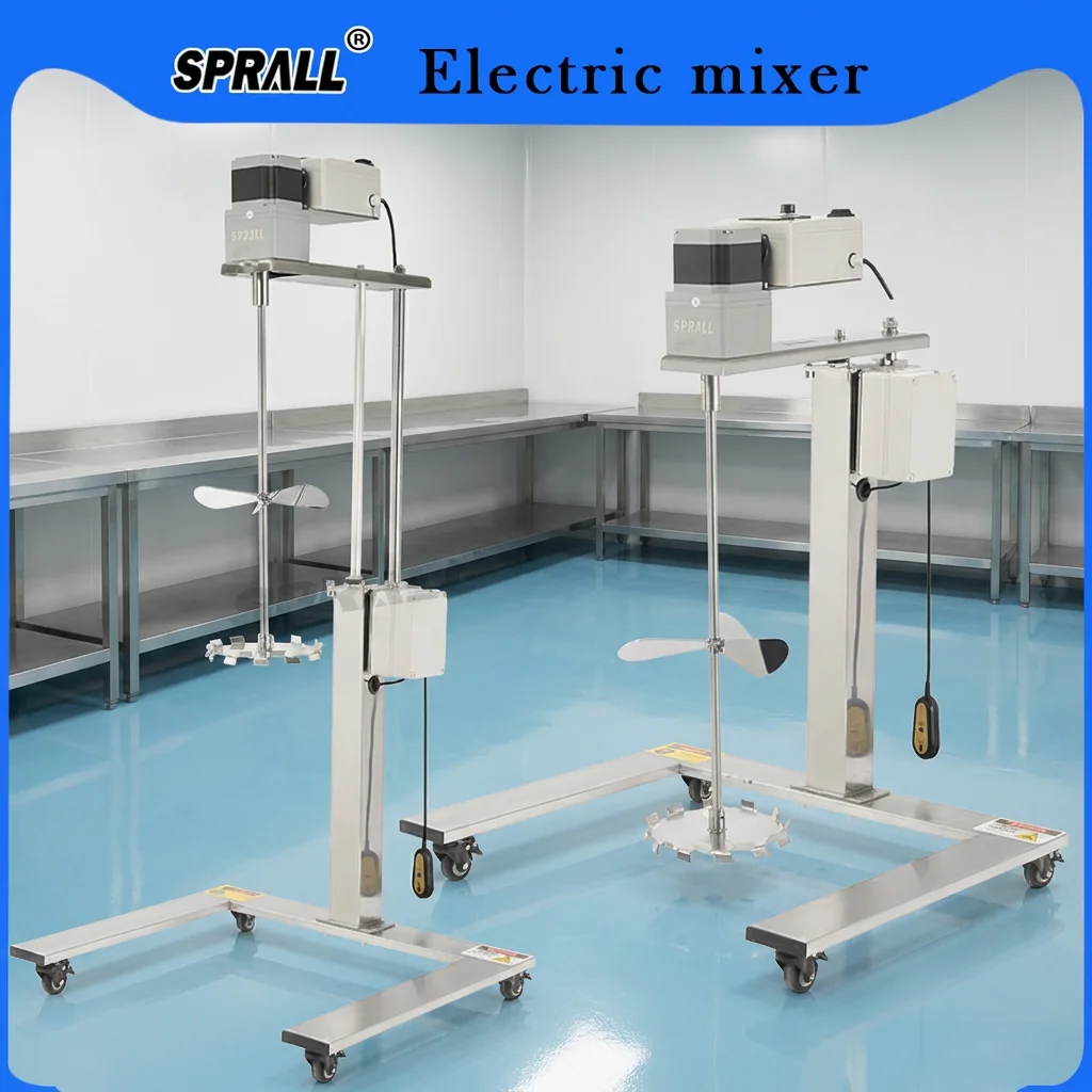 SPRALL Industrial Liquid Shampoo Mixers Electric Agitator Mixing Machine 220V Motor Small Restaurant 0-600 RPM 170L Capacity