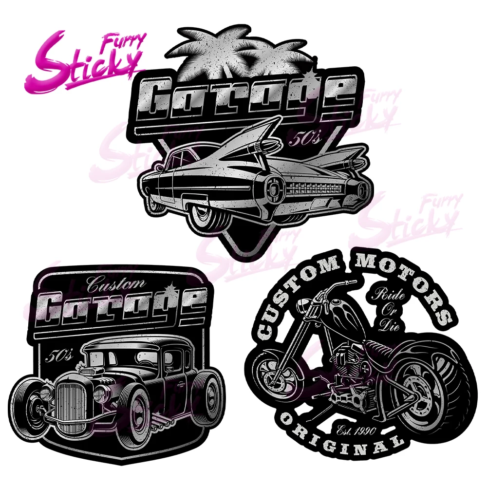 Furry Sticky Hot Rod Reflective Retrofit Car Sticker for Motorcycle Bicycle Scooter Chopper Hot Rod Bopper Enduro