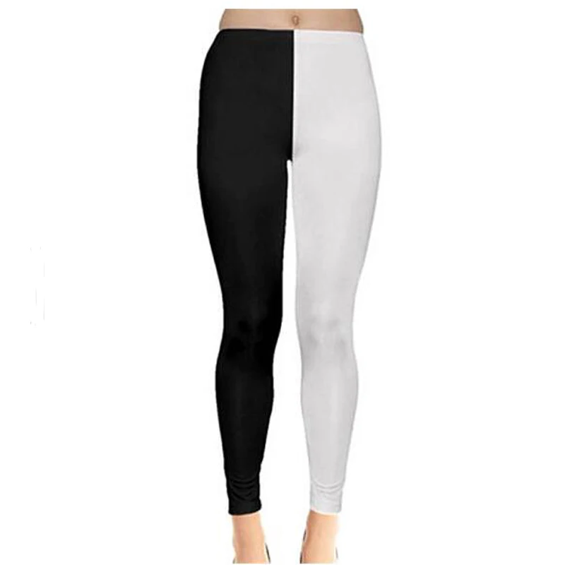 Leggings For Women Two Toned White Black Split Color Modal Cotton Jeggings Tight Pants Large Size 7XL 6XL 5XL XS