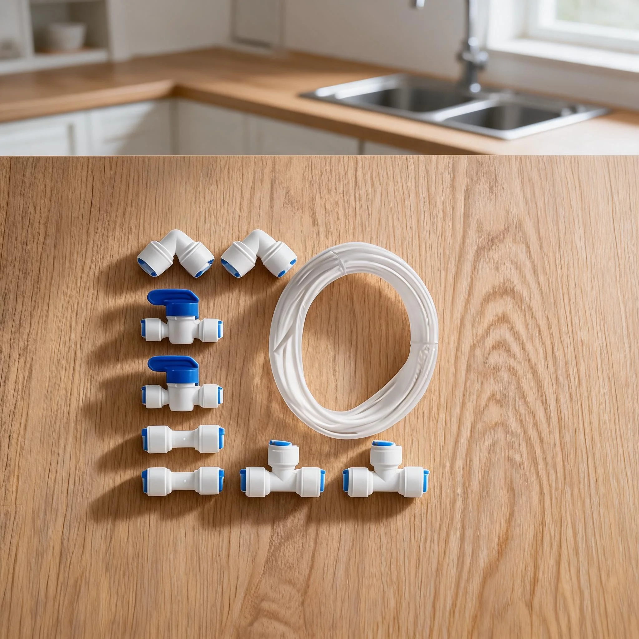 Water Connection Kit 10m PE Pipe Push Fit Fittings For Ice Maker Coffee Machine-Reverse Osmosis System Refrigerator Line
