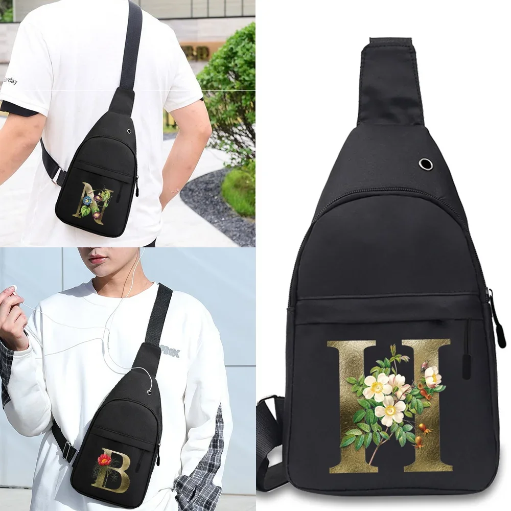 Chest Bag Crossbody Bags Waist Pack Messenger Pack Print Golden Flower Series Multifunction Sling Bag Leisure Shoulder Bags