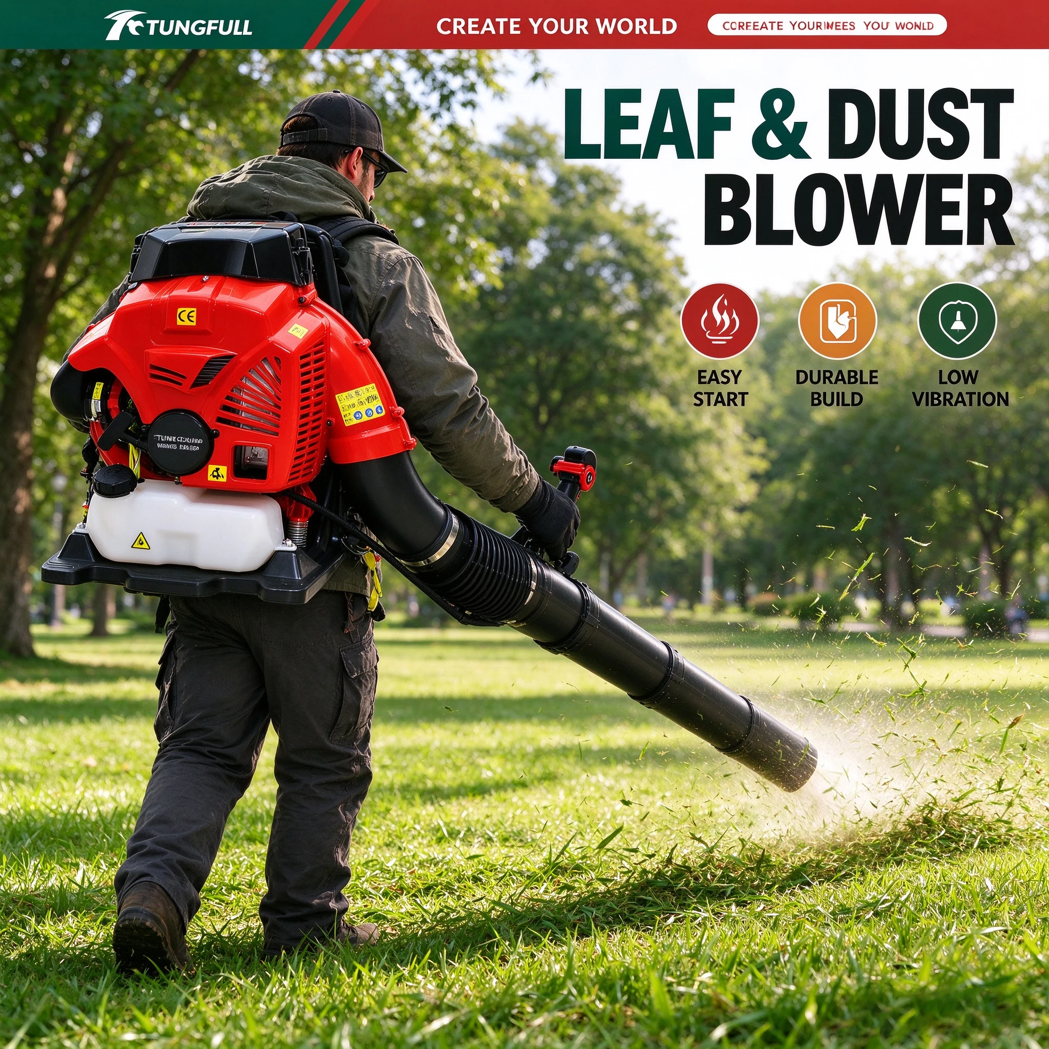 Gas Backpack Blower 2.7kW 190 MPH 784 CFM Air Blower, Garden Yard Leaf Snow Dust Cleaner, Backpack Leaf Blower for Lawn Care