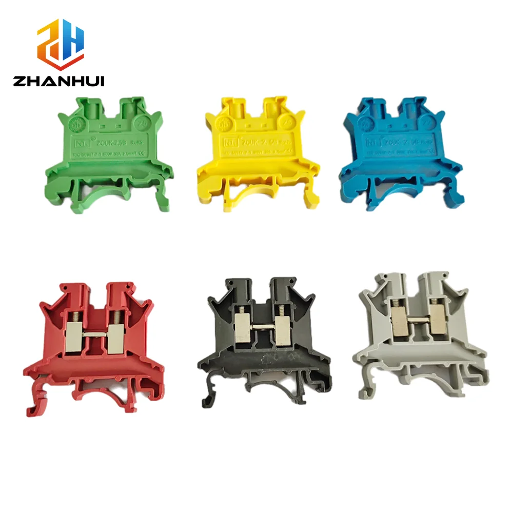 10Pcs UK2.5 DIN Rail Terminal Block Universal Screw Connection Strip for 2.5mm² Electrical Wire
