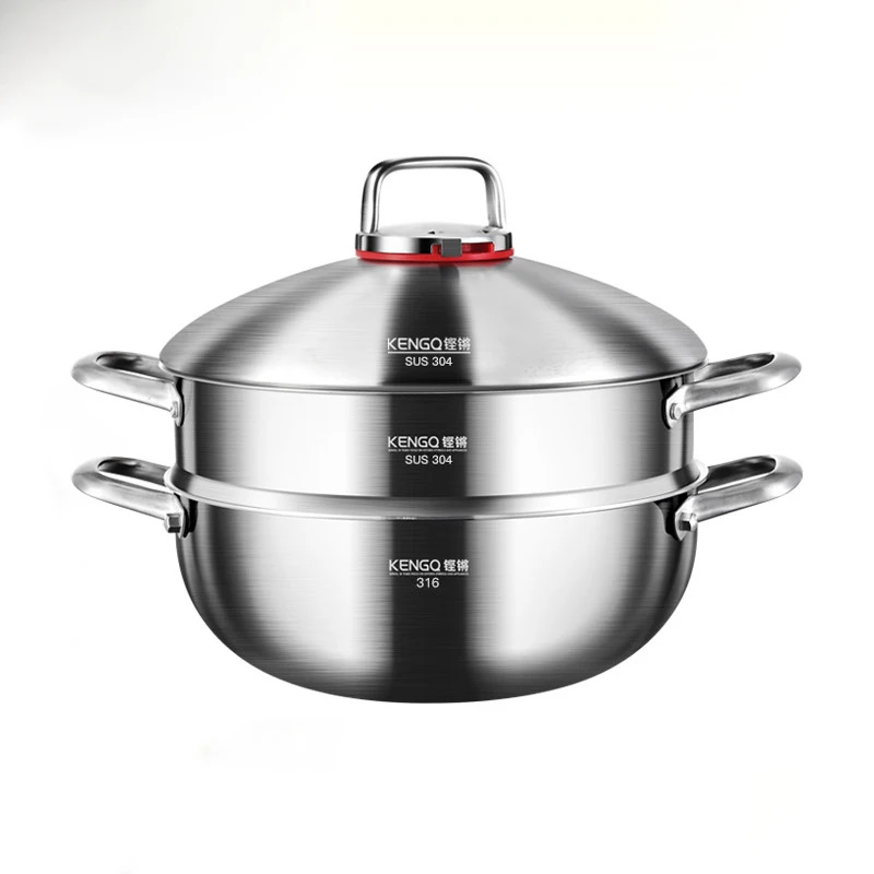 Large Capacity 316 Stainless Steel Soup Pot Steamer Pot Kitchen Cookware Micro-pressure Cooker for Gas Induction Cooker