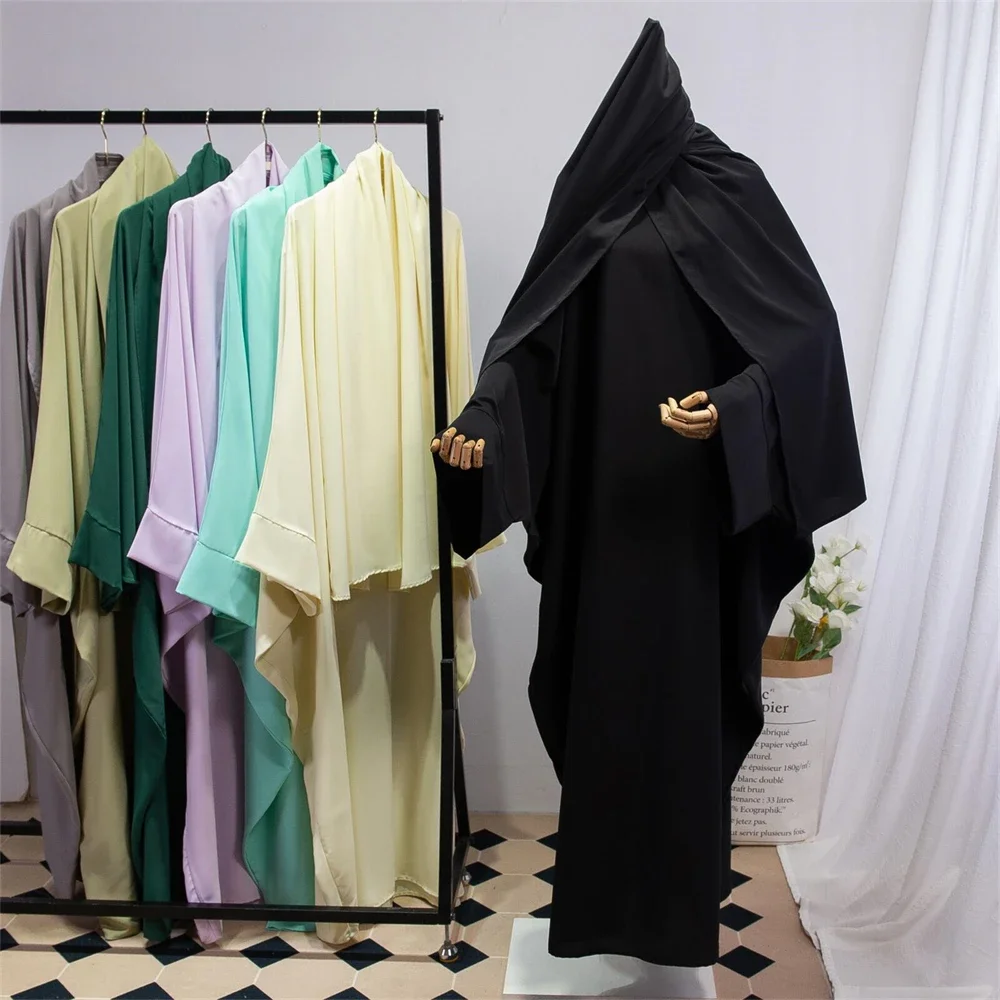 Mulheres muçulmanas hijab vestido roupas de oração batwing abaya combinando cabeça capa cachecol islam dubai turquia maxi robe hijab vestido ramadan