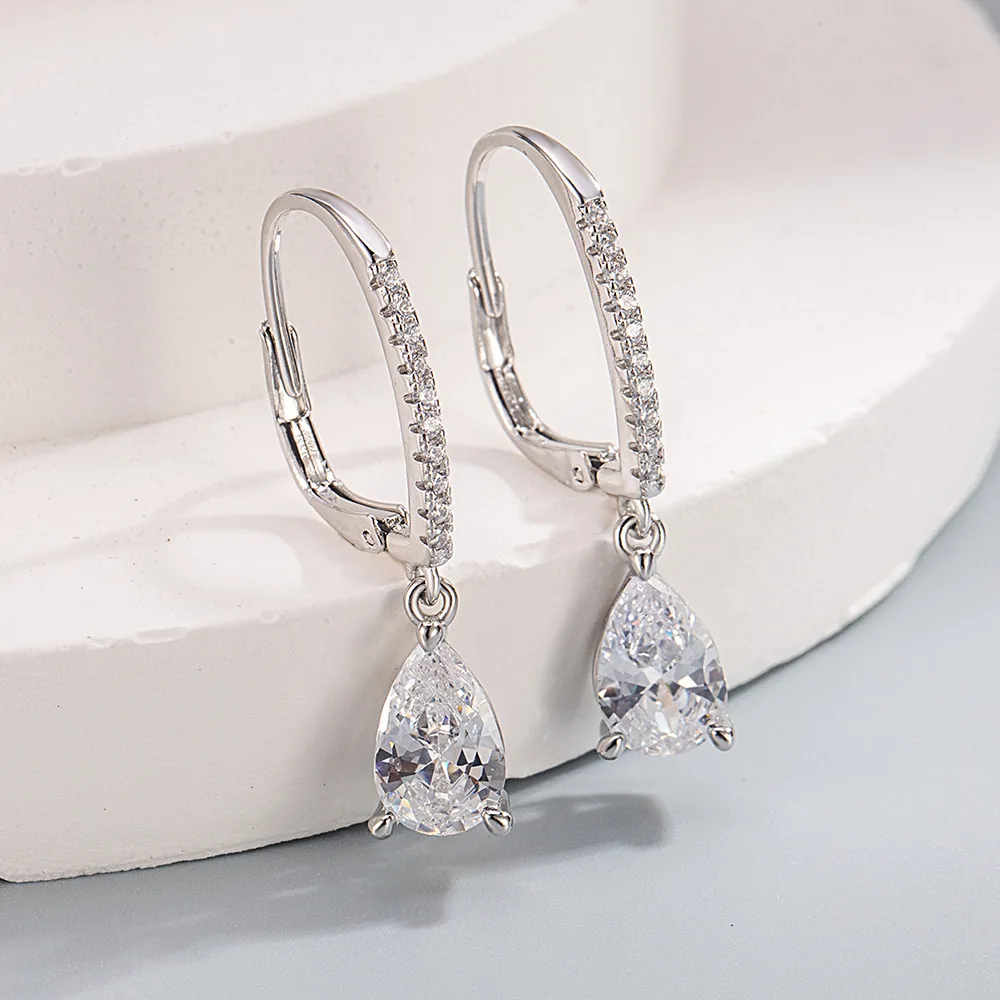 

Простые серьги из стерлингового серебра 925 пробы с каплями воды и кубическим цирконием для женщин, вневременной стиль, свадебный тренд, ювелирные изделия Eternity, подарок