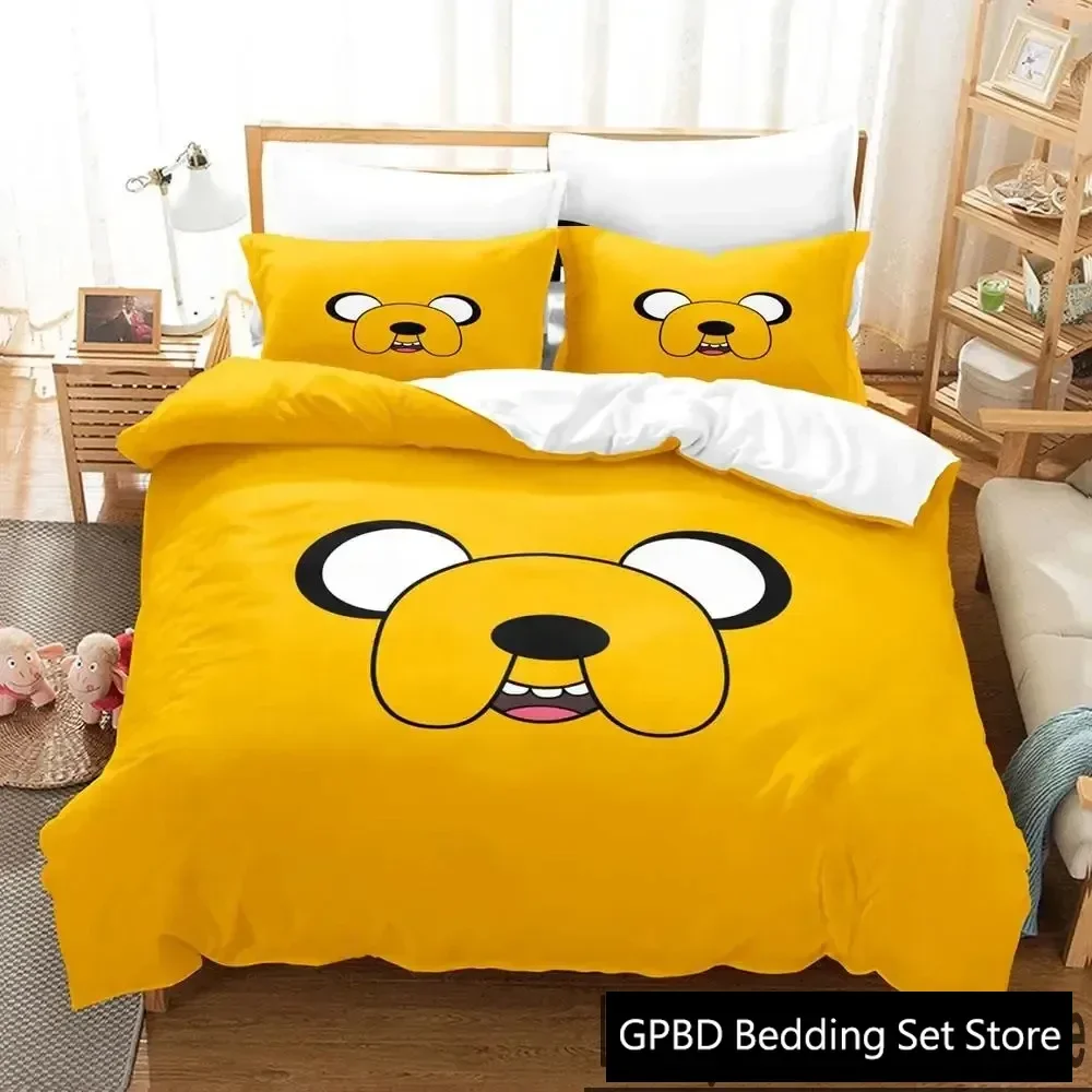 Cartoon The Dog Face Adventure Time Finn Jake Bedding Set Duvet Cover Bed Set Quilt Cover Pillowcase Comforter king Queen Size