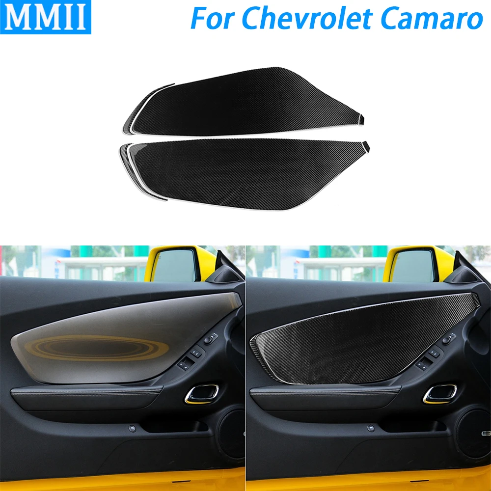 

For Chevrolet Camaro 2010-2015 Carbon Fiber Front Door Both Side Panel Cover Trim Car Interior Decoration Accessories Sticker