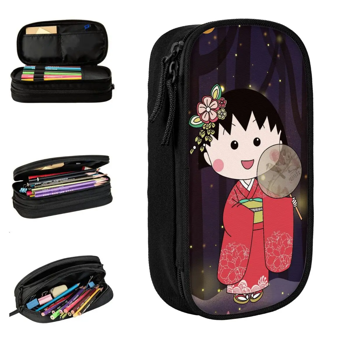 

Anime Chibi Maruko Chan Pencil Case Pencilcases Pen Box for Student Large Storage Bags School Supplies Zipper Stationery