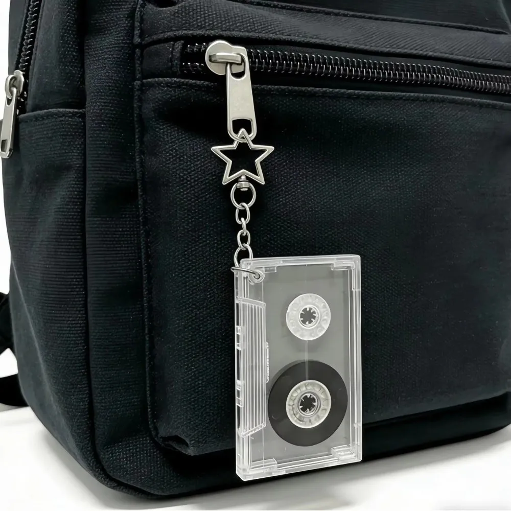 Magnetic Tape Clear Storage Box Keychain Clear Box Commemorative Gifts Magnetic Tape Key Holder Mini DIY Backpack Pendant