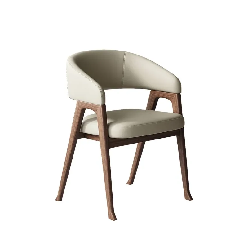 Solid wood dining chair household, restaurant casual backrest armrest book chair