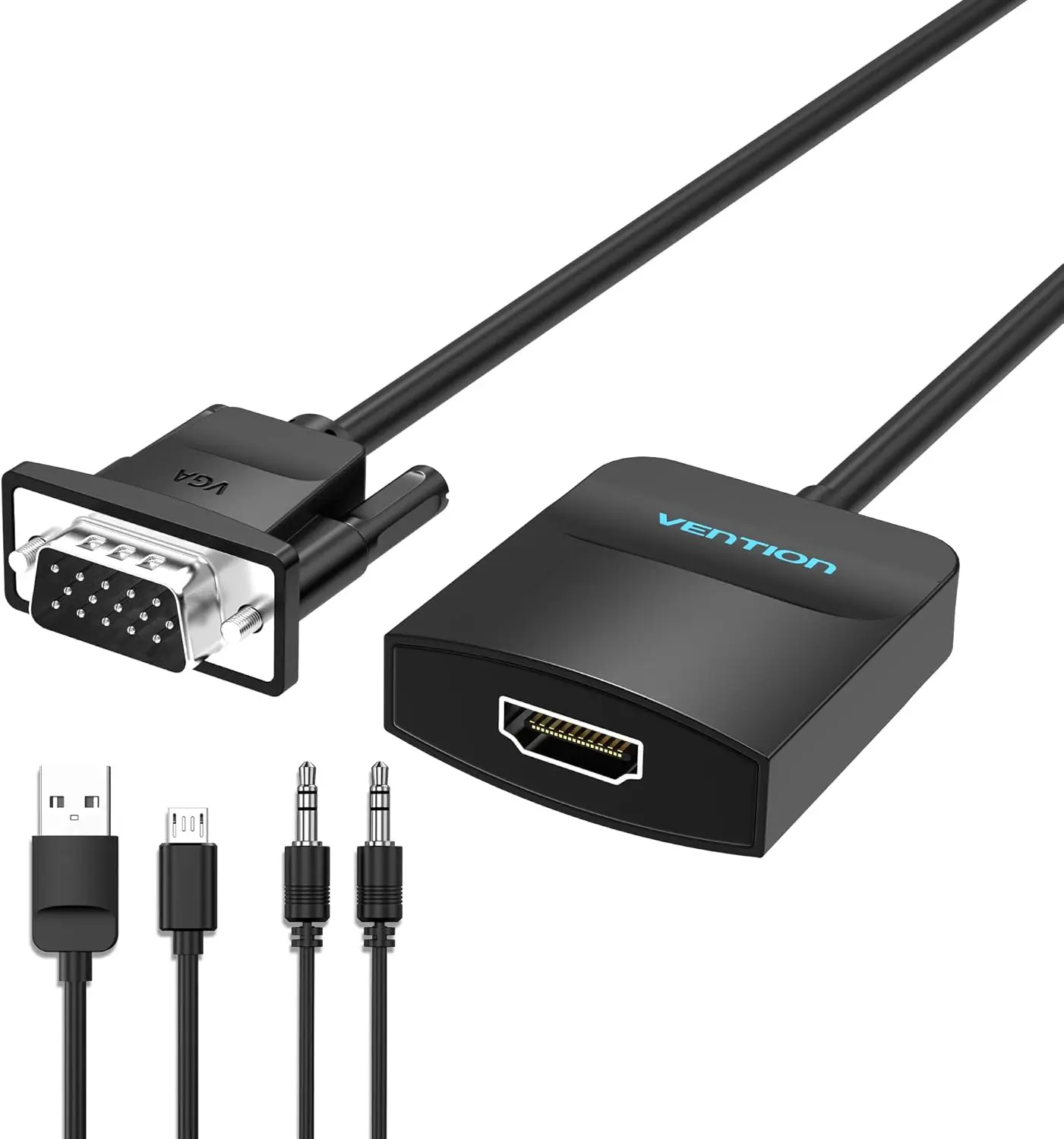VGA to HDMI Adapter 1.5FT 1080P Video Converter with Audio & Micro USB Cable, Male to Female for PC, Monitor, HDTV